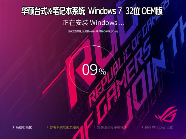 华硕台式&笔记本系统 Windows 7 旗舰版 32位